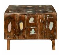 Table basse + bois recyclé + table basse rustique en bois massif avec espace de rangement + 90 x 50 x 35 cm Bois massif multicolore avec étagère + Pour décoration intérieure de salon moderne, tables