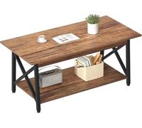 Table Basse Bois,Table de Salon,Table à Manger, Moderne de Salon,avec 2 Niveaux Rangement,X-Frame Métallique Pieds et Tray Design,100 * 52 * 47,5cm (D)