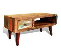Table Basse Bord Incurvé 1 Tiroir Bois Récupération Canapé Table Salon vidaXL