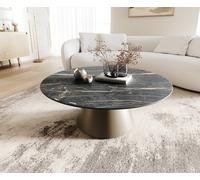 Table-basse Borna 100x100 cm Céramique Laminam®Noir Desir Marron Piétement Conique Finition Effet Titane