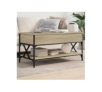 Table Basse, Bout de Canapé avec Pieds Réglables, Table d'Appoint avec Rangement Salon Intérieur, Moderne, Chêne Sonoma Bois d'Ingénierie et Métal