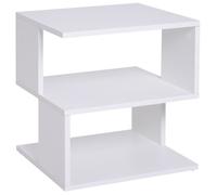 HOMCOM Table basse bout de canapé design asymétrique 2 étagères et plateau 40L x 40l x 43H cm blanc