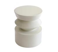 Table basse bout de canapé effet laqué ivoire diam 40 cm - Oviala