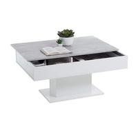 Table Basse - Bout de canapé - mélamine Gris Béton et Blanc L100 x H46,1 x P65 cm