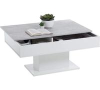 Table Basse - Bout de canapé - mélamine Gris Béton et Blanc L100 x H46,1 x P65 cm