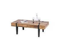 Table Basse Bram 2 Tiroirs - Bois, Noir Mat - Métal Et Bois - 120 X 55 X H 40cm