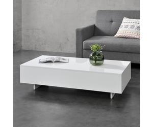 Table Basse Braunschweig 115 x 55 x 31 cm Blanc Brillant [en.casa]