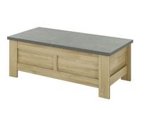 Table basse - Broceliande - Rectangulaire - Aspect minéral et chêne clair - Plateaux coulissants - L 137 x P 70 x H 49 cm - Gami