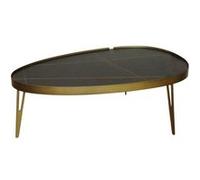 AltoBuy Parra - Table Basse Bronze et Céramique Marbrée Noire