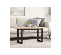 Table basse cadre en O 100x50x45,5 cm bois de pin massif acier