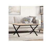 Vidaxl Table Basse Cadre En X 80x80x45 Cm Bois De Pin Massif Et Acier Multicolore