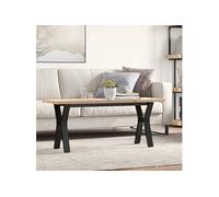 Vidaxl Table Basse Cadre En Y 110x40x45,5 Cm Bois De Pin Massif Acier Multicolore