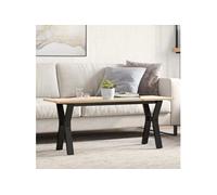 vidaXL Table basse Cadre en Y 110x40x45 cm Bois de pin massif et acier Multicolore