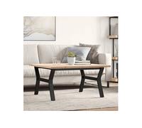 Vidaxl Table Basse Cadre En Y 90x90x45,5cm Bois De Pin Massif Et Acier Multicolore