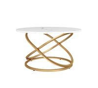 Table basse Calgary, 79.5x46cm avec une grande surface de travail, Blanc/Or, Vicco 41528