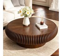 Table Basse CanneléE En Bois Table D'Appoint Ronde En Forme De Tambour