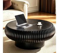 Table Basse CanneléE En Bois Table D'Appoint Ronde En Forme De Tambour