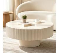 Table Basse CanneléE En Bois Table D'Appoint Ronde En Forme De Tambour