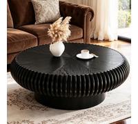 Table Basse CanneléE En Bois Table D'Appoint Ronde En Forme De Tambour