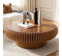 Table Basse CanneléE En Bois Table D'Appoint Ronde En Forme De Tambour