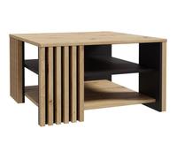 Table basse CARDIGAN - Décor chene artisan et noir - L80 x P80 x H45 cm - Poignées en métal noir Chêne artisan combiné avec du noir
