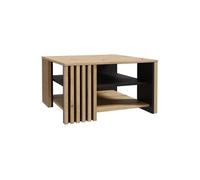 Table basse CARDIGAN - Décor chene artisan et noir - L80 x P80 x H45 cm - Poignées en métal noir
