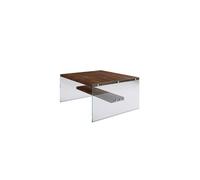 Toilinux - Table basse carrée 1 étagère en bois de pin et sa structure en verre - Marron Marron G