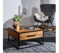 Table basse carrée 1 tiroir 65x65x38 cm en bois de sheesham massif
