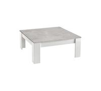 Table Basse Carrée 100cm Laquée Blanc Brillant et Gris Marbré - DENAE - ALTOBUY Gris G