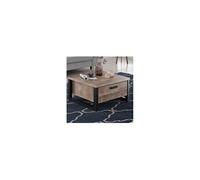 Table basse carrée 2 tiroirs 80x80x45 cm décor chêne - PLEX
