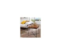 Table basse carrée 45x45x51 cm en acacia naturel et fer