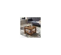 WOHNLING Table Basse Solide Sheesham Bois 60 x 60 cm Table Design Table de Salon de Style campagnard Brun foncé