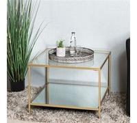 HAKU Möbel Table d'appoint Or, métal, Verre trempé, Miroir - Dim.: L 60 cm x H 45 cm x P 60 cm, Style: Art Deco