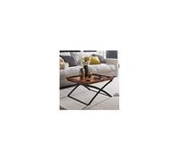 Table basse carrée 63x63x39 cm en sheesham et fer