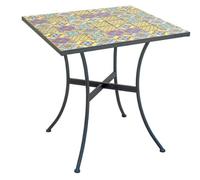 Table basse carrée 70 x 70 cm, couleur noir époxy avec mosaïque, motif faïence. MALIGI Home MG/Platine