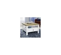 Table basse carrée 70x70x46 cm décor chêne et blanc mat