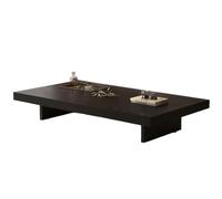 Table Basse Carrée 80x80 Style Médiéval Plateau Écologique en Bois Massif Table À Thé avec Plateaus de Rangement Large Plateau de Rangement Coffee Table pour Salon, Bureau(Black,100x60x35cm)