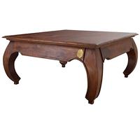 Table Basse carrée 90x90cm - Bois Massif d'acacia laqué - Inspiration Ethnique-Coloniale - Opium #614