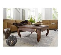 Table basse carrée 90x90cm - Bois massif d'acacia laqué - Inspiration Ethnique-Coloniale - OPIUM #614