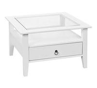 AltoBuy Natur - Table Basse Carrée Bois Massif Vernis Blanc et Verre