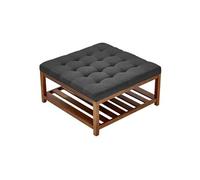 Table Basse Carrée Capitonnée en Lin 87,5cm Capacité 181,44kg Pour Chambre à Coucher