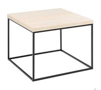 Table basse carrée décor travertin beige - AYA - 60x60x45 cm