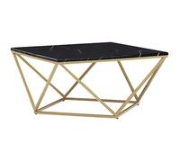 Table basse carrée effet marbre noir avec pieds dorés - BELIANI MALIBU