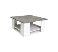 IDMarket Table basse ELI carrée blanche plateau effet béton