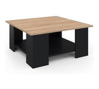 IDMarket - Table Basse carrée ELI Noire Plateau façon hêtre