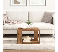 Table basse carrée en bois récupéré 51,5 x 51,5 x 30 cm - style campagne, finition teintée marron