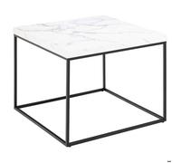 Table basse carrée en marbre blanc et noir - AYA - style industriel ou contemporain