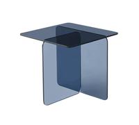 Table basse carrée en verre trempé 50cm bleu gris - Glintz