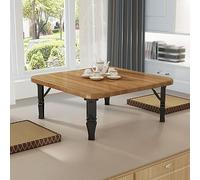 Table basse carrée japonaise pliante pour salle à manger pour chambre d'ordinateur Rouge marron 80 x 30 cm