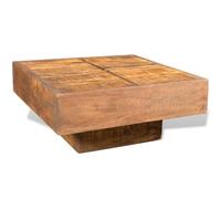 vidaXL Table basse carrée en bois massif de manguier Marron - style antique